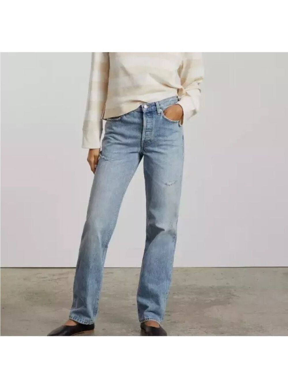 EVERLANE The Everybody Jean Sz E7 Short 30" inseam (Meas. 34" waist) Distressed